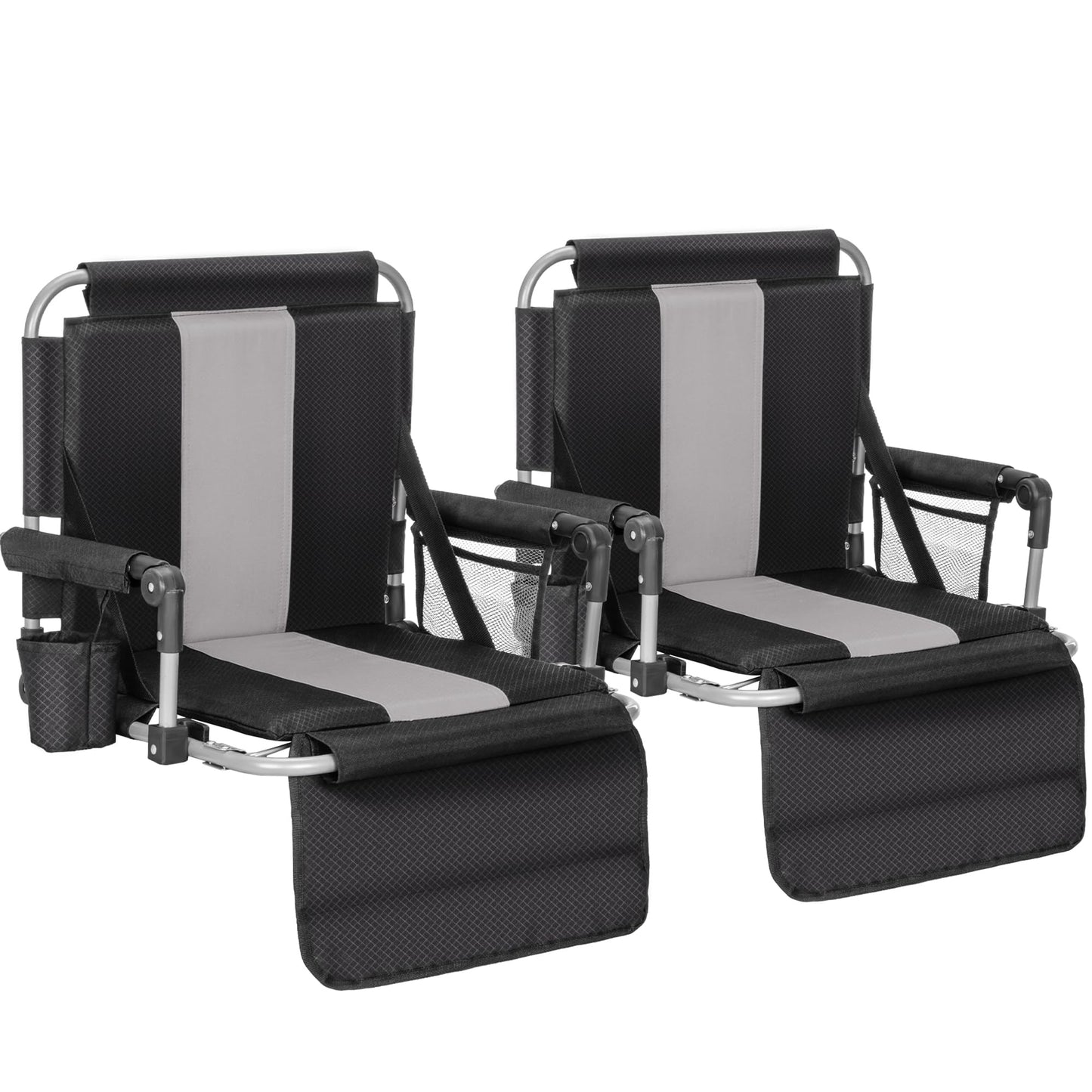 ALPHA CAMP Stadium Seats for Bleachers with Armrests - Thick Padded Bleacher Chairs with Back Support, Extra Wide Stadium Chair for Sports Events, Portable with Shoulder Straps & Pockets,2PC