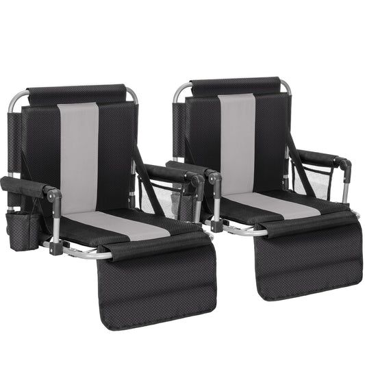 ALPHA CAMP Stadium Seats for Bleachers with Armrests - Thick Padded Bleacher Chairs with Back Support, Extra Wide Stadium Chair for Sports Events, Portable with Shoulder Straps & Pockets,2PC