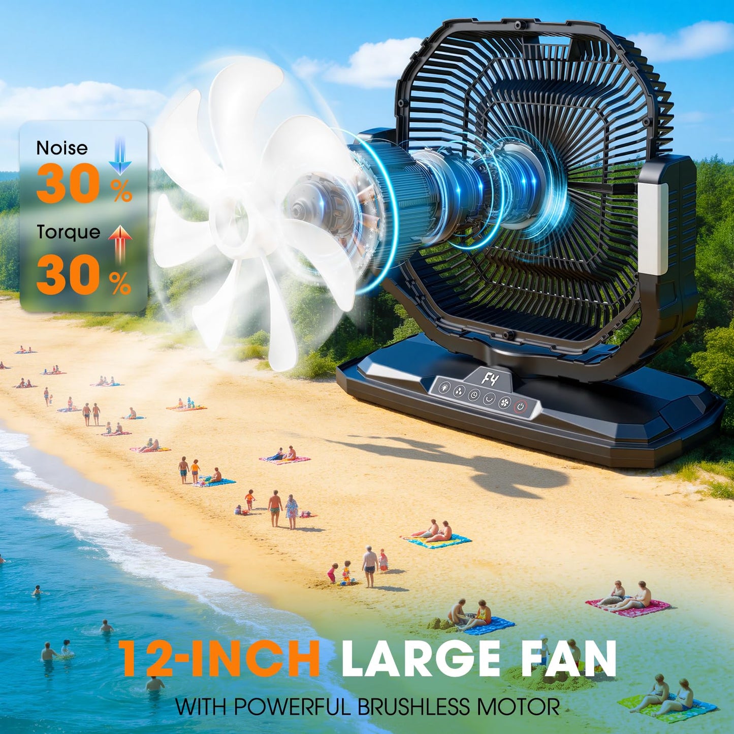 Ausic 5 Gal 12" Portable Misting Fan for Outside Patios, 30000mAh Outdoor Oscillating Rechargeable Battery Fan, Cooling Water Camping Fan with Telescopic Handle/Remote, Summer Dugout Essentials