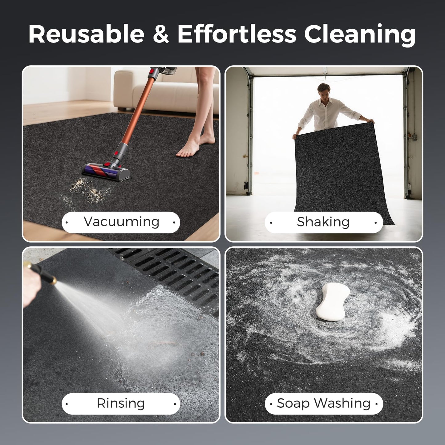 WELKIN Garage Floor Mat (20' x 7'4") – Absorbent Oil Spill Mat with Waterproof Backing – Protects Surfaces & Prevents Stains – Reusable, Washable, Durable, Cut-to-Fit
