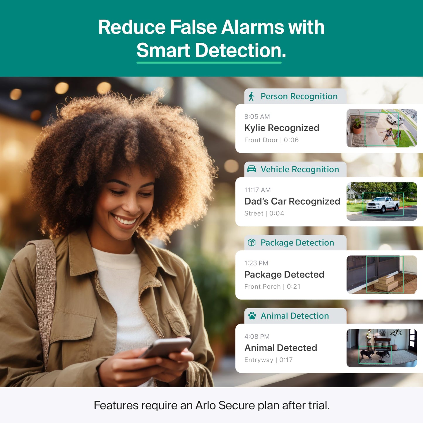Arlo Essential Pan Tilt Security Camera 2K + 6 Months of Secure Plus Plan - Wired Plug-in Power Outdoor Camera, Person Recognition, Package Detection, Animated Preview, Auto Motion Tracking, 2 Cam