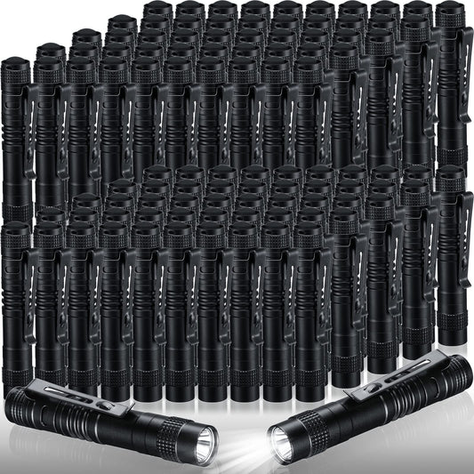 Zhengmy 100 Pcs Pocket Flashlight - Father's Day Gifts LED Compact Flashlight Bulk Mini EDC Pen Light with Removable Clip for Home, Outdoor, Camping, Emergency, Battery Not Included