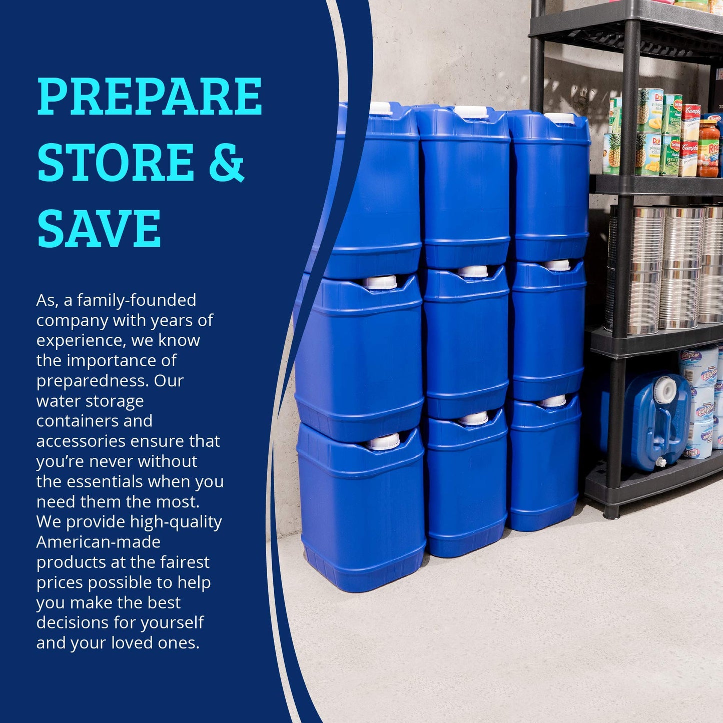 Saratoga Farms 5-Gallon Stackable Water Storage Containers, Emergency Water Storage for Camping and Disaster Preparedness, 100 Gallons