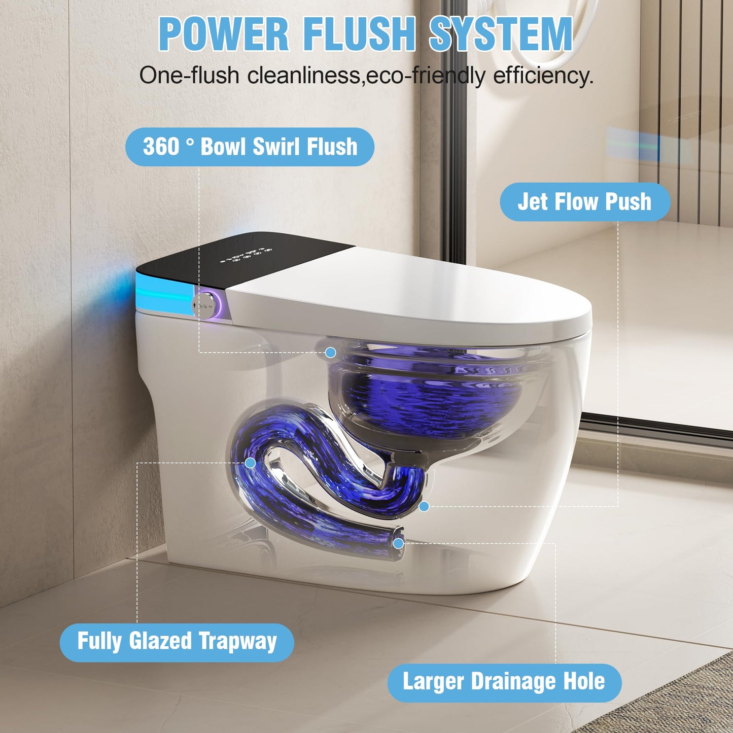 Luxury Smart Toilet, Elongated One Piece Toilet with Heated Seat, Dryer, Auto-Lift Lid, Soft Close, Electric Tankless Bidet Toilets for Bathroom with Siphon Dual Flush 0.8/1.2 GPF, MAP 1000g