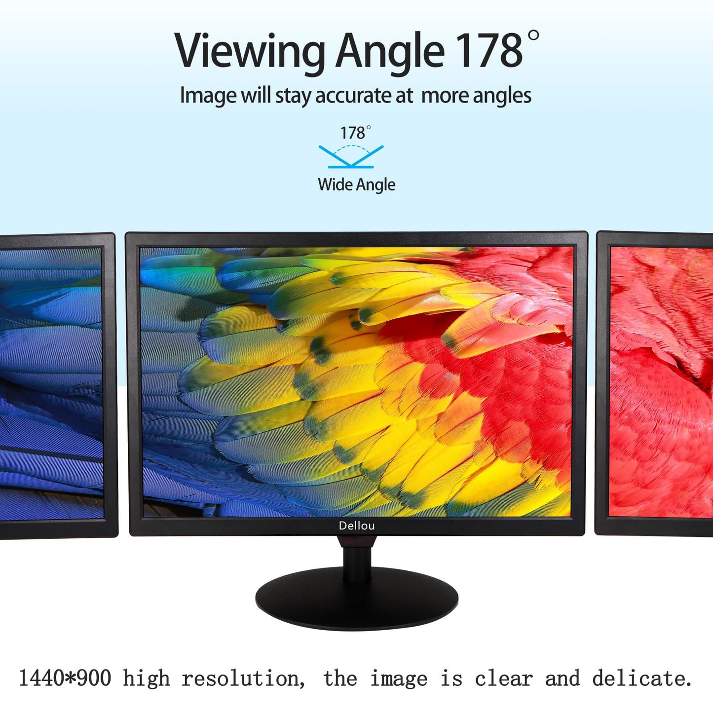 Elweyoo 19 inch Touch Screen Monitoring LCD Display Security Camera Monitor Multi-Function Interface HDMI, AV, BNC, VGA, USB, PC Input CCTV Computer Monitor Built-in Speaker 1440x900 Resolution