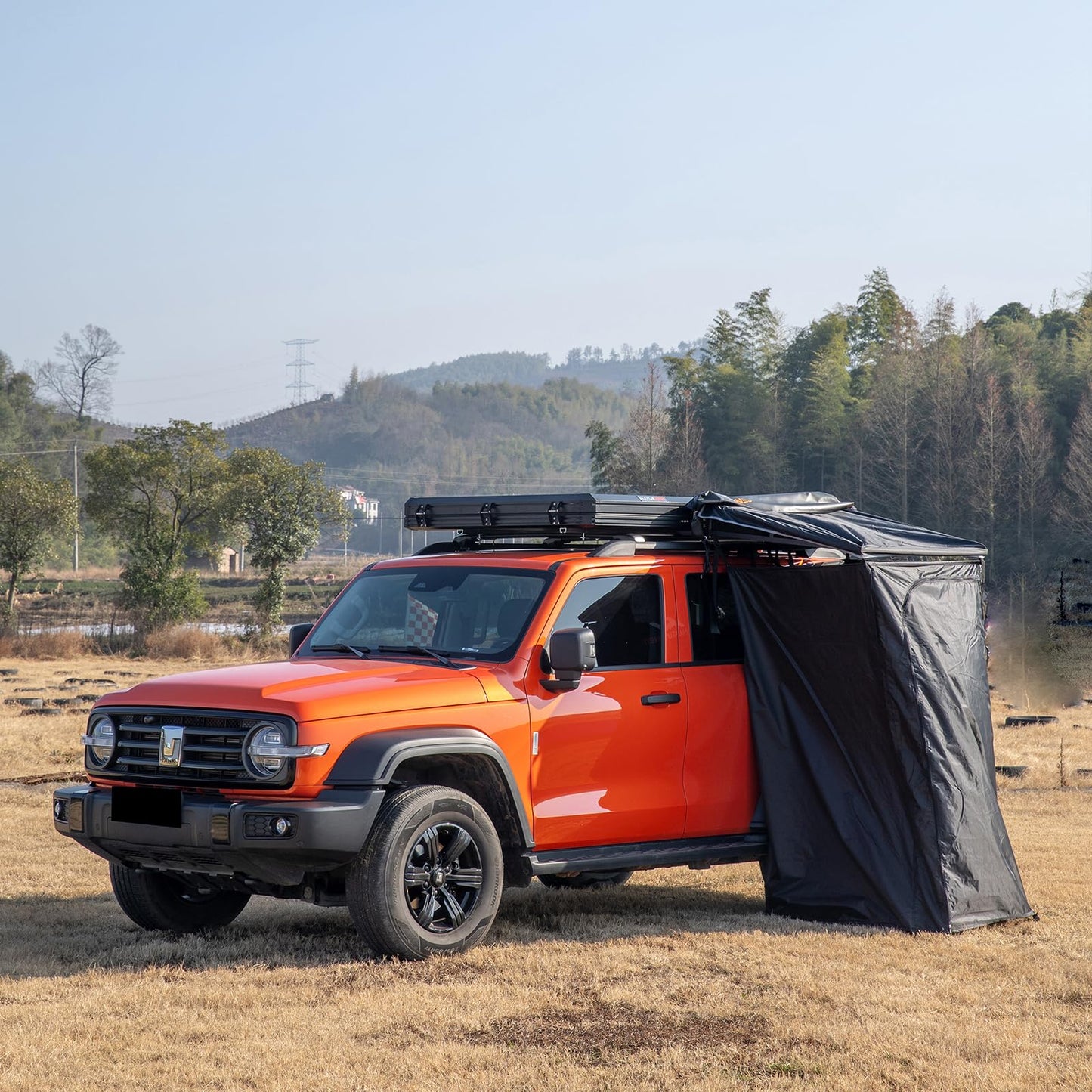 Car Side Tent, Roof Top Popup Toilet Tent Car Side Shower Room Privacy Enclosure Dressing Room Roof Rack Shower Tent Room with LED Light Strip for Camping Boating Fishing Travel Dressing