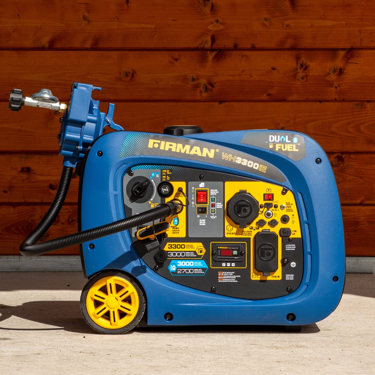 FIRMAN WH03041 Dual Fuel Inverter Portable Generator 3300W Gas Propane Recoil Start, Quiet 58dB RV Ready TT-30R, Fuel Efficient Outdoor Camping Tailgating Recreational Power Supply