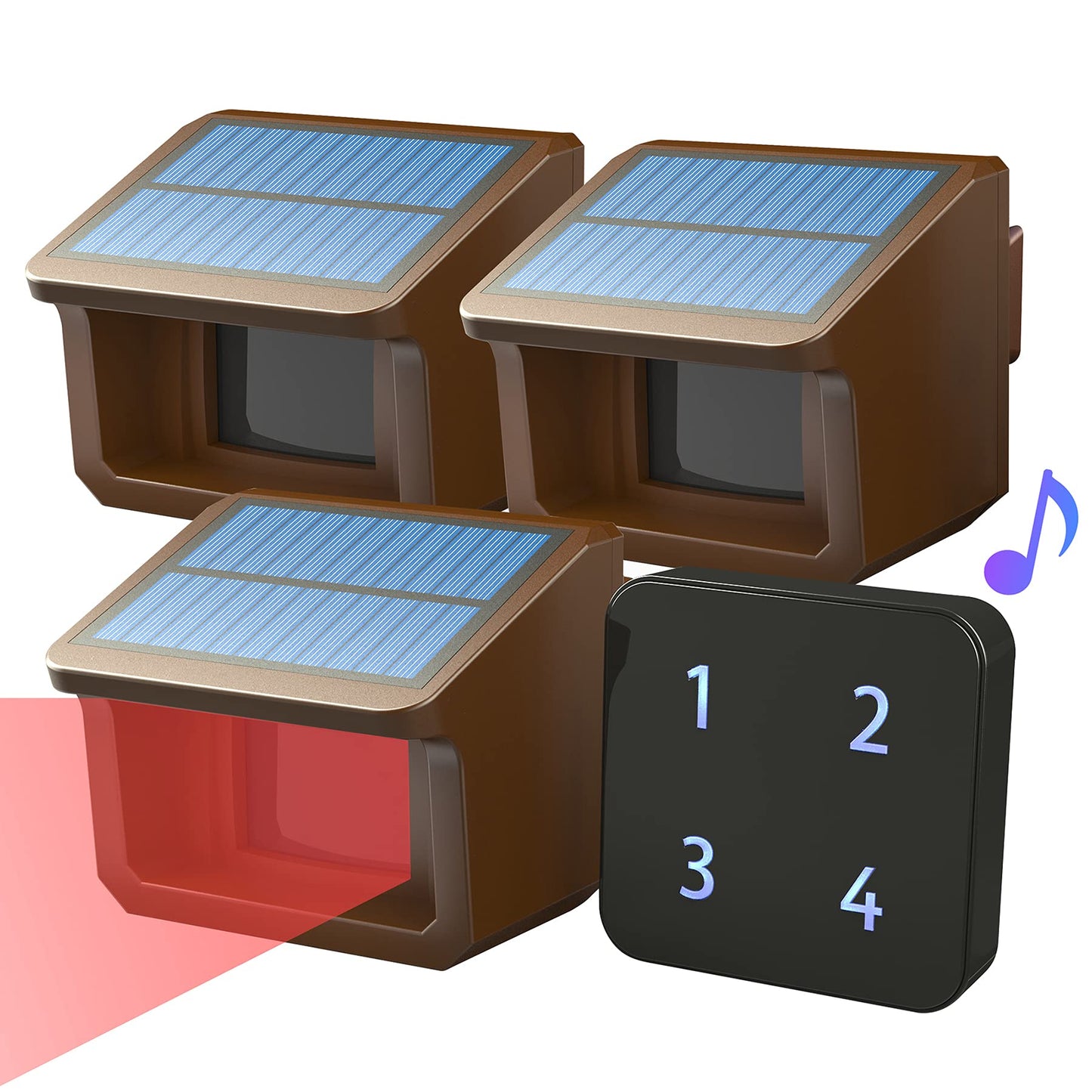 Driveway Alarm System- HTZSAFE 1/2Mile Solar Driveway Alarm System- Up to 70FT Wide Sensor Range- Fully Weatherproof Outdoor Motion Sensor&Detector DIY Security Alert System-1 Receiver and 3 Sensors