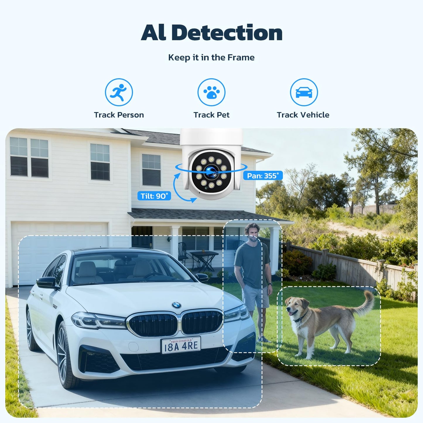CAMCAMP Wireless Security Camera System,Color Night Vision Wireless Security Camera Outdoor with Auto Tracking,Up to 10CH,360° PTZ,2-Way Audio,2.4/5GHz WiFi, for Home & Business Surveillance Kits