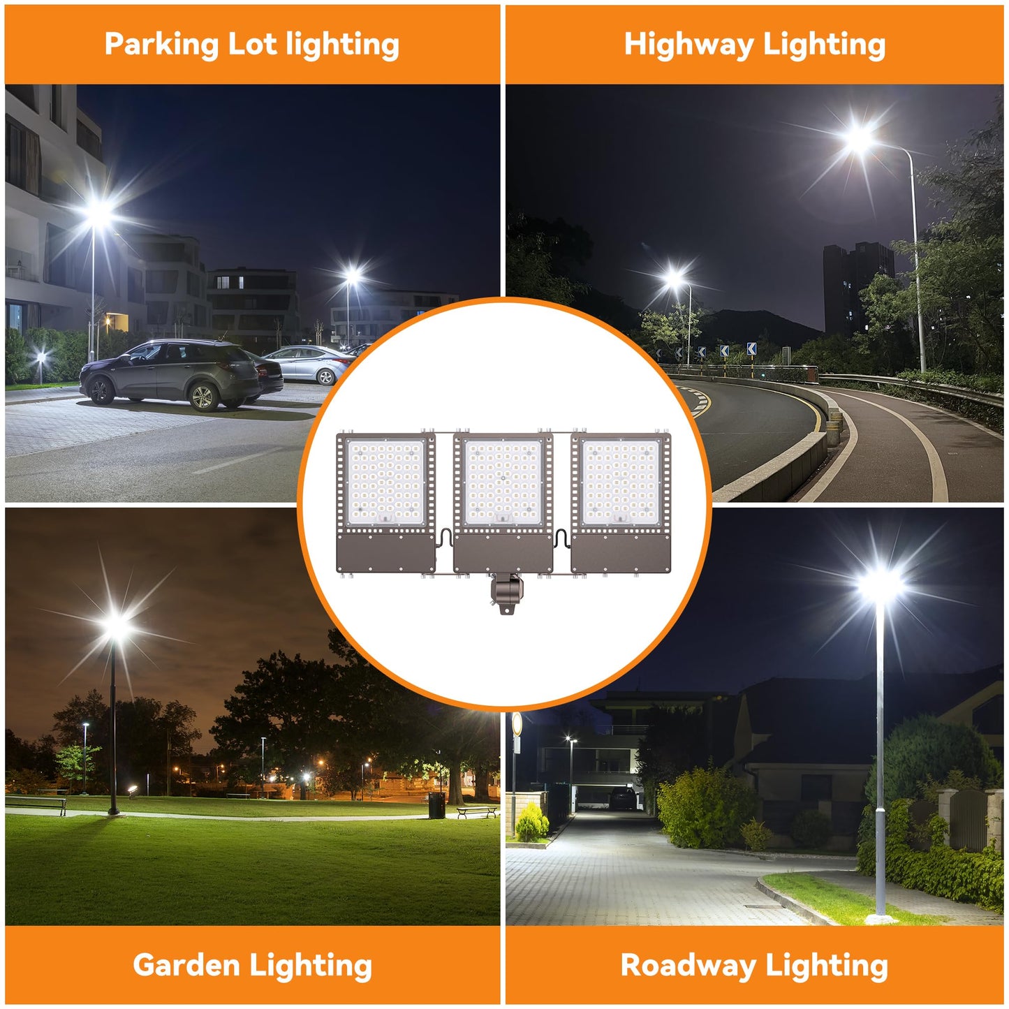 2025 New Upgraded 600W Dusk to Dawn LED Parking Lot Light 90000lm 5000K, ETL, AC85-277V, IP67 Waterproof Adjustable 3-Head Street Lights Outdoor, Pole & Wall-Mounted Flood Lights for Stadium