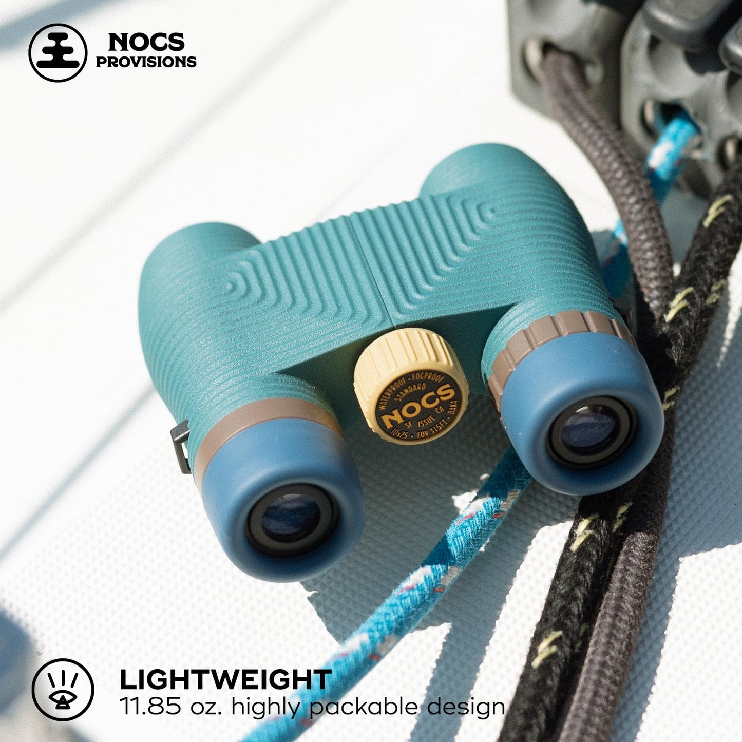 Nocs Provisions Standard Issue 10x25 Waterproof Binoculars, 10X Magnification, Bak4 Prism, Wide View Multi-Coated Lenses for Bird Watching, Hiking & Backpacking - Pacific Blue II