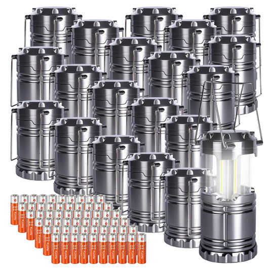 KUNHE LED 20 Pack Camping Lantern Battery-Operated (Includes 60 AA Alkaline Batteries) 350 lumens IPX4 Waterproof Lanterns for Power Outages Emergency Hurricane Storm Outdoor Camping