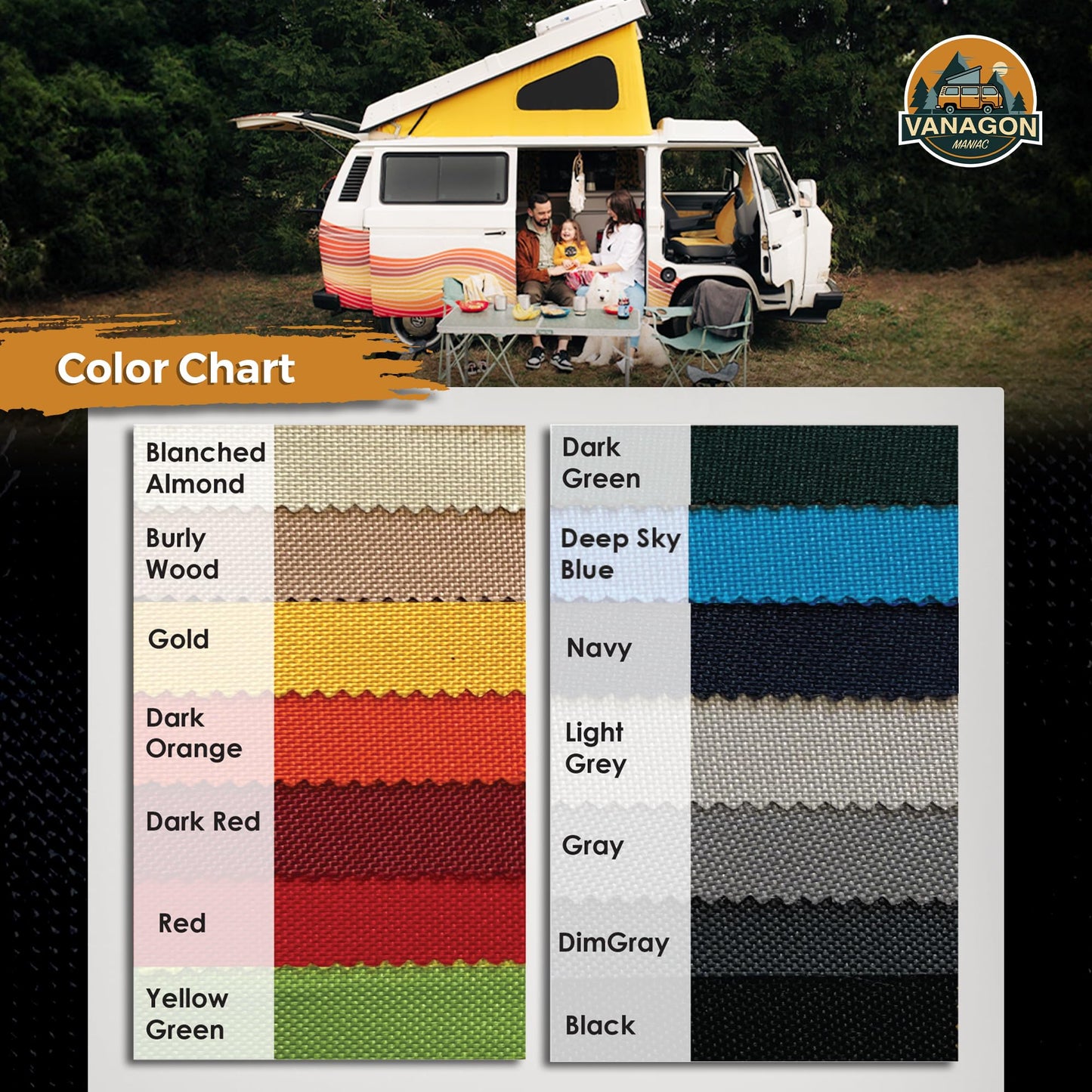Roof Top Tent Camping 3 Window Roof Tent Pop Top Camper Gold Canvas Compatible with VW T4 Eurovan Weekender Short Wheel Based SWB Camper - Black Mosquito Net, 2 Person Rooftop Tents