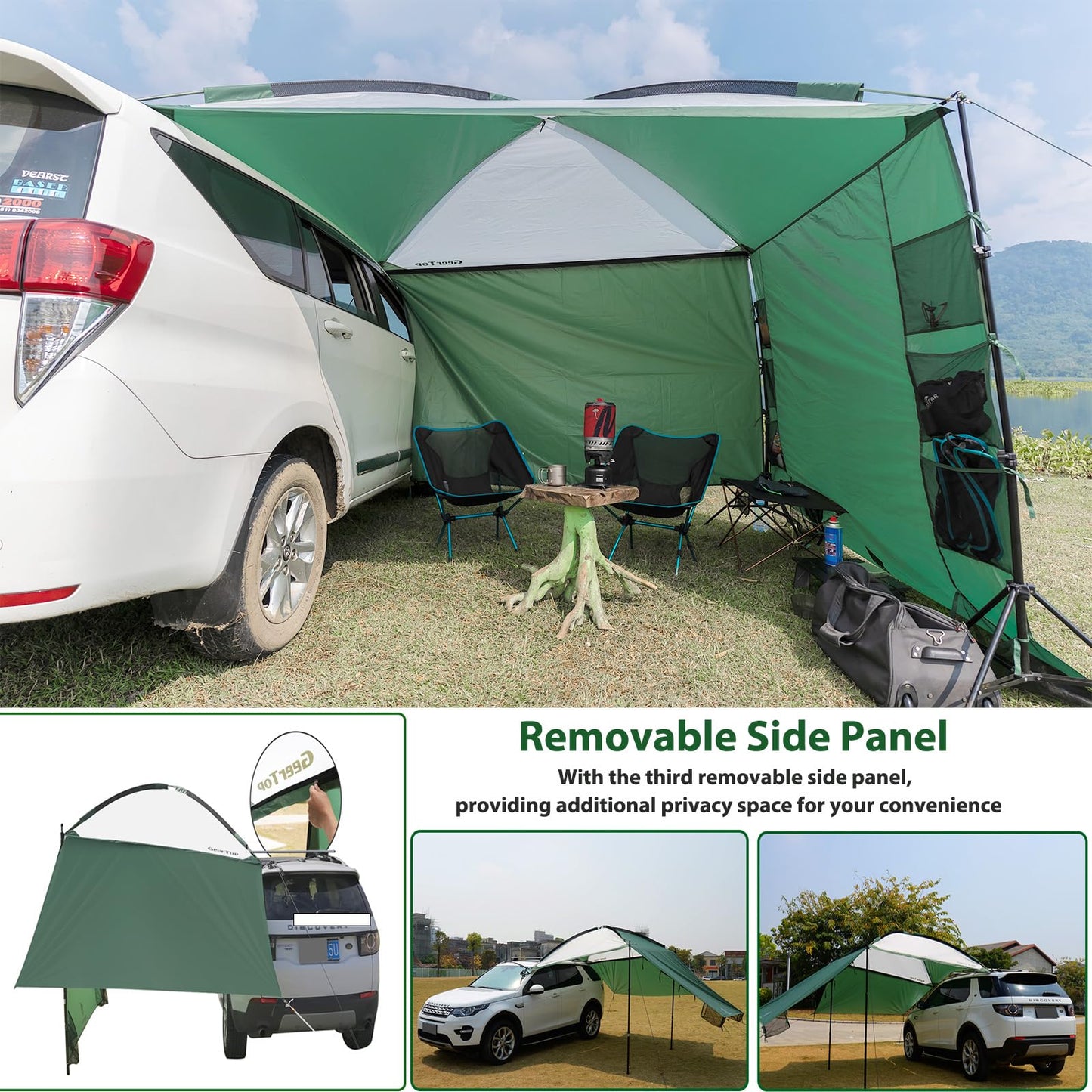 GEERTOP Lightweight Car Side Tent for SUV Camping Vehicle Awning Truck Canopy Car Tent for Van MPV RV Jeep Outdoor Travel
