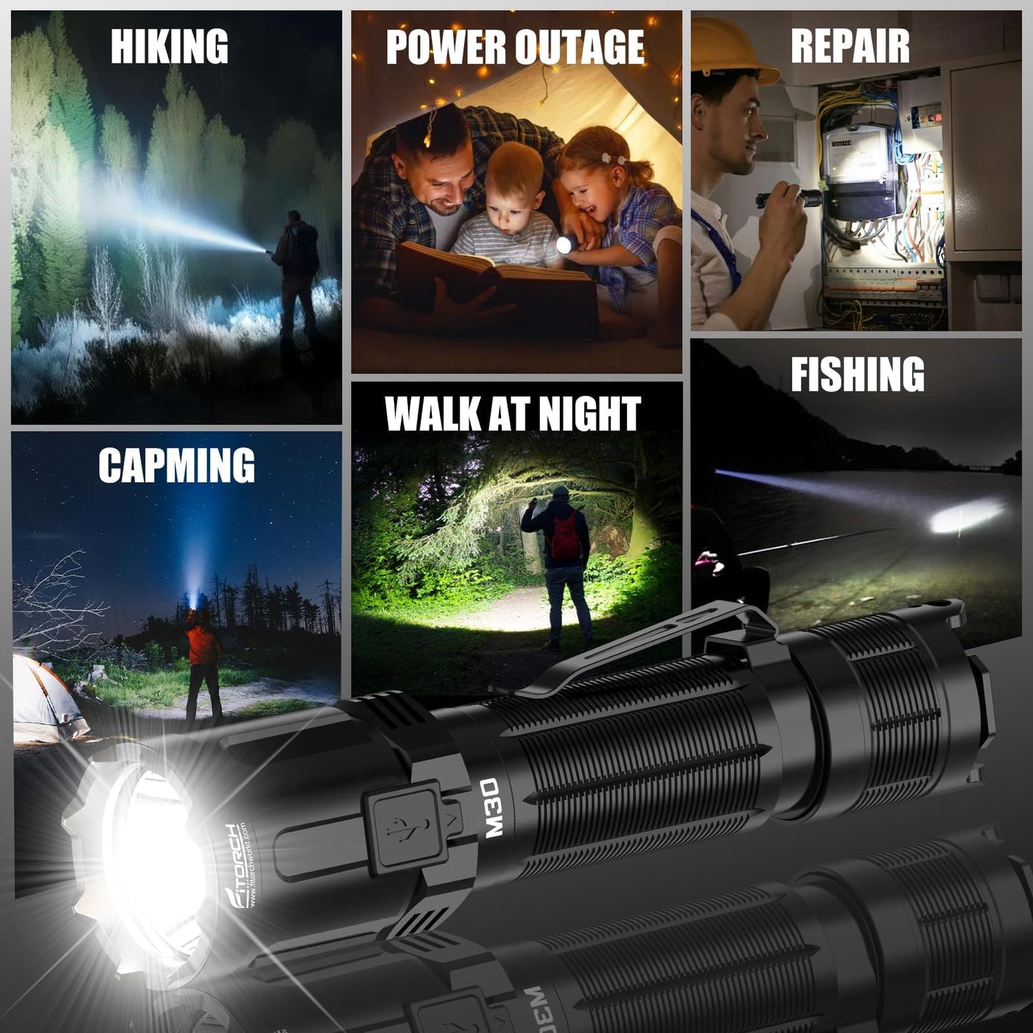 HiFOL M30 Tactical Flashlight-3300 High Lumen Duty Belt Flashlight for Law Enforcement,Police EDC Flashlights with Holster Tactical Gear