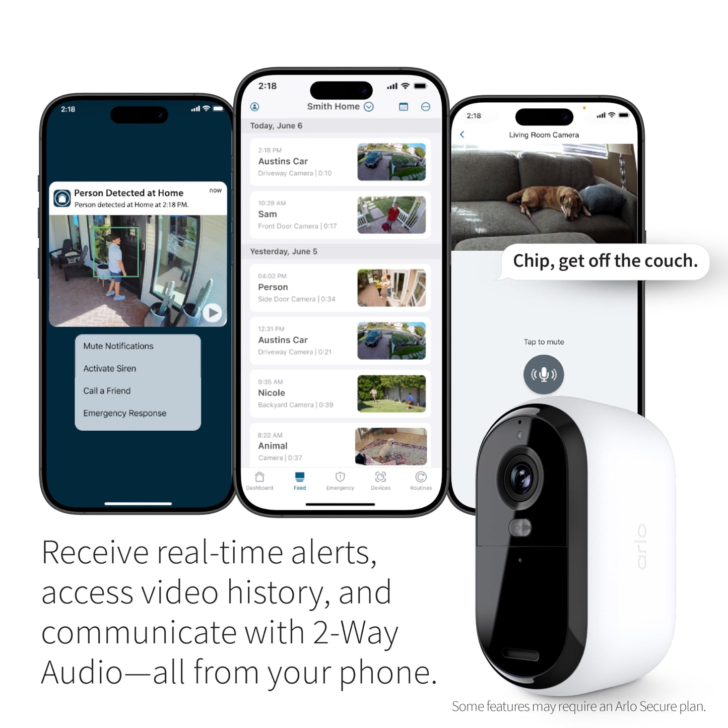 Arlo Essential Security Cameras Wireless Outdoor 1080p HD (2nd Gen, 2023 Release) - Battery Power, Person Recognition, Package Detection, Animated Preview, 1-Month Trial of Secure Plan, 3 Cam, White