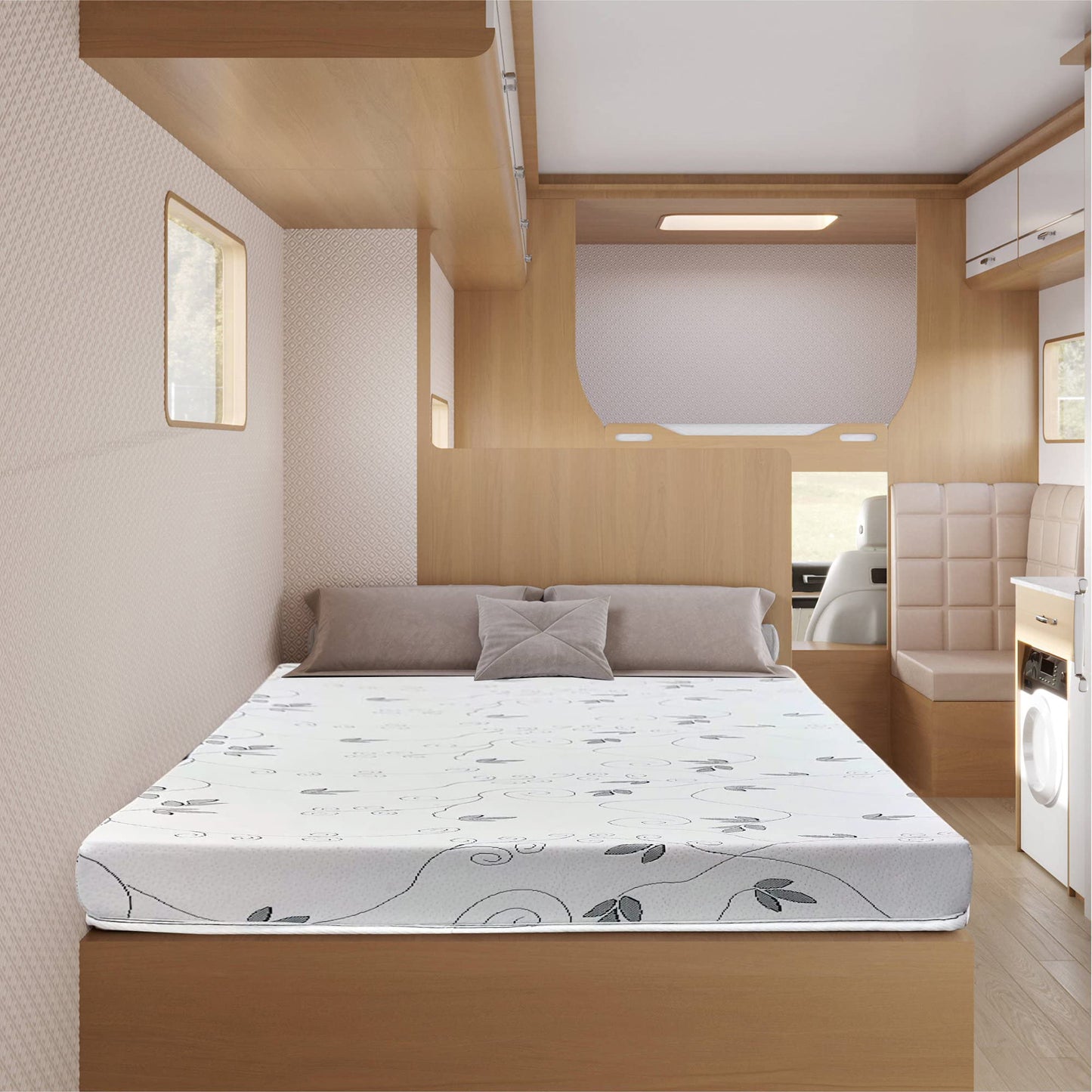 Greaton, 8-Inch High Density Foam RV Mattress Replacement, Medium Firm, Travel Camper Trailer Truck and Bunk, Pressure-Relief Support, Made in USA, 75" x 36"