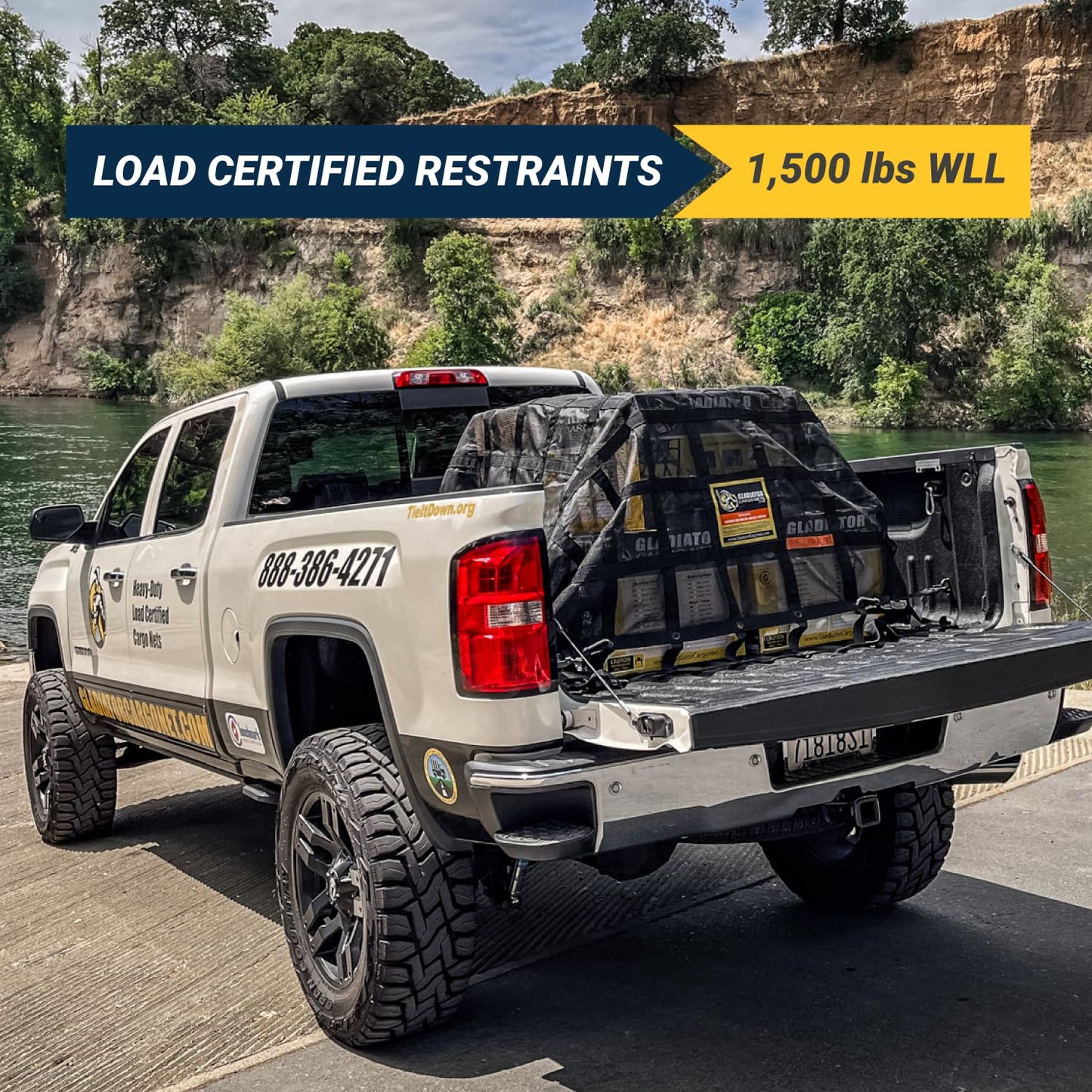 Gladiator Cargo Nets - Heavy Duty Truck Cargo Net-Trcuk Organizer-Truck Bed Cover- Large- Perfect for Trailer, Pickup, Boat, Jeep, SUV, Camping, Hunting-(WLL): 1,500 lbs (LGN-100) 8.75' x 10' ft.