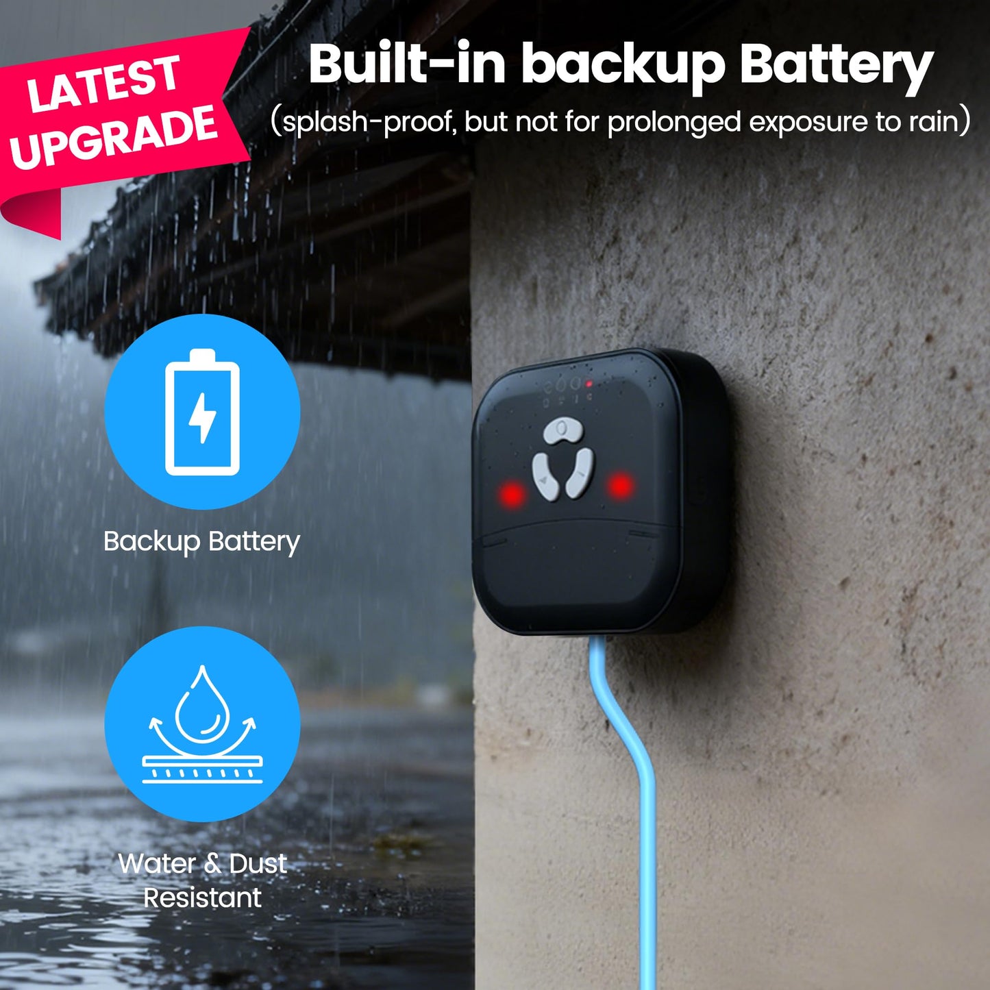 LUCKYDUO WiFi High/Low Sump Pump Alarm, Built-in Backup Battery, Smart Water Level Alert with App Notification,Water Lever Sensor Detector with 10ft Tethered Float Switch,110dB Loud Alarm,LED Flashing