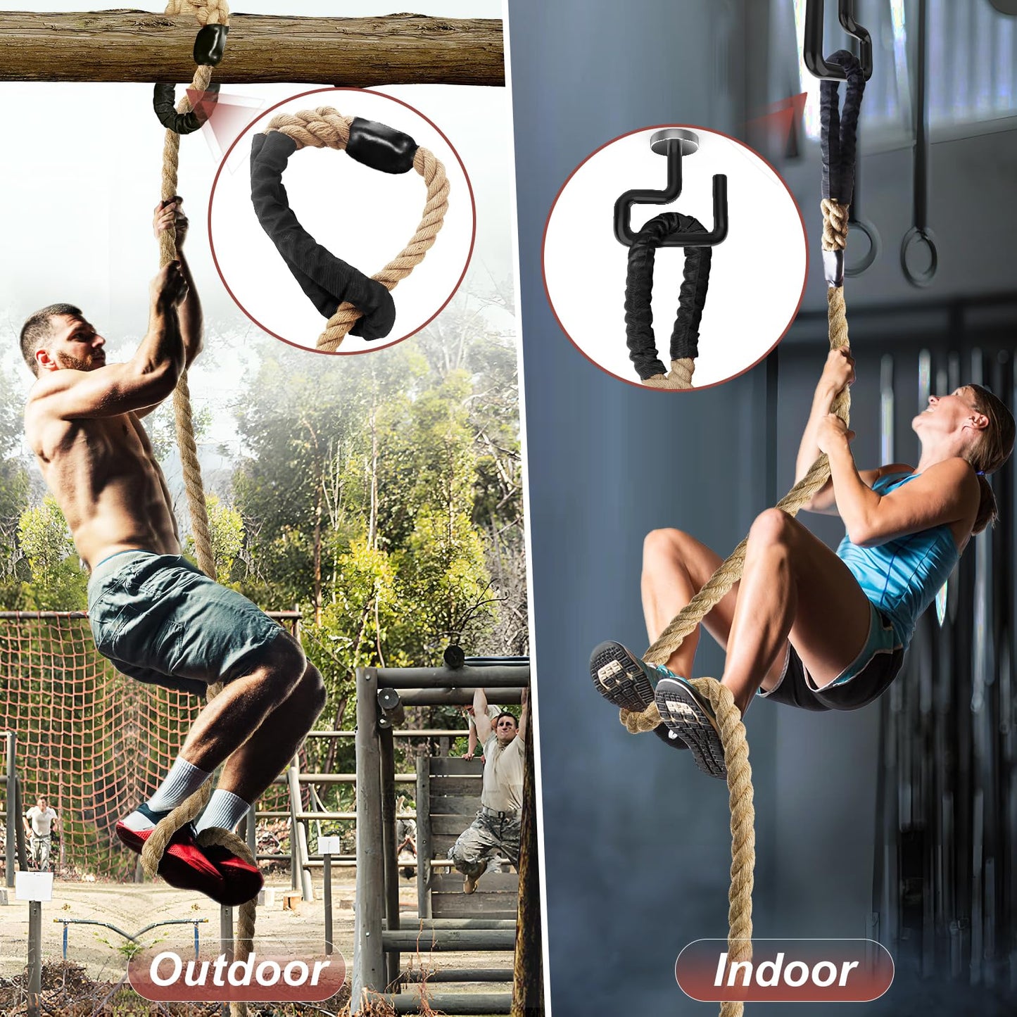 Climbing Rope, 1.5 Inch Diameter 40FT Gym Climbing Rope for Fitness & Strength Training, Workout for Adults with Climbing Exercises & Home Workouts