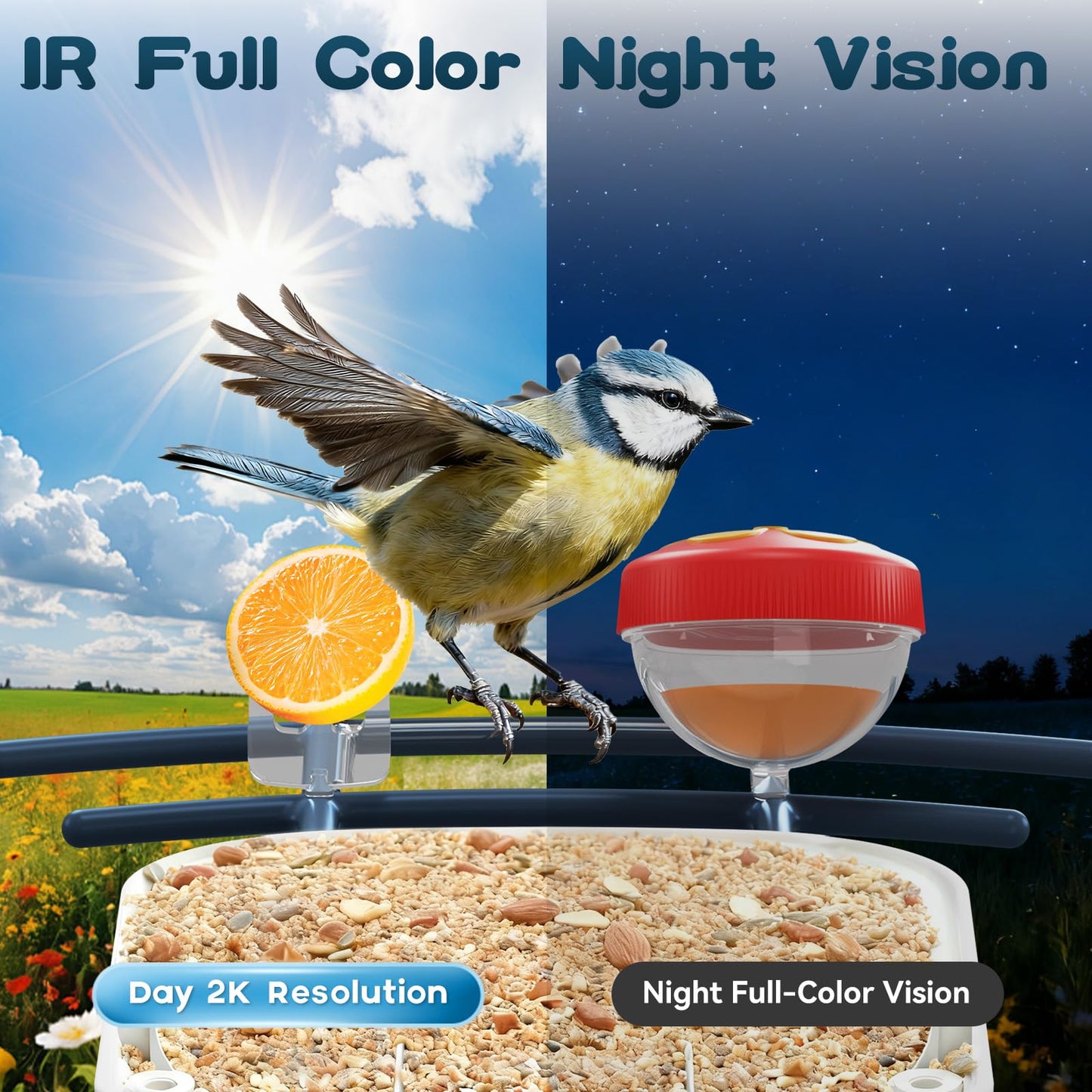 BROAIMX Smart Bird Feeder with Camera-AI Identify 11,000+ Species, 2K HD Auto Capture Birds Video & 64G TF Card, Solar-Powered Wireless Outdoor Design, Birdhouse with Built-in Two-Way Microphone