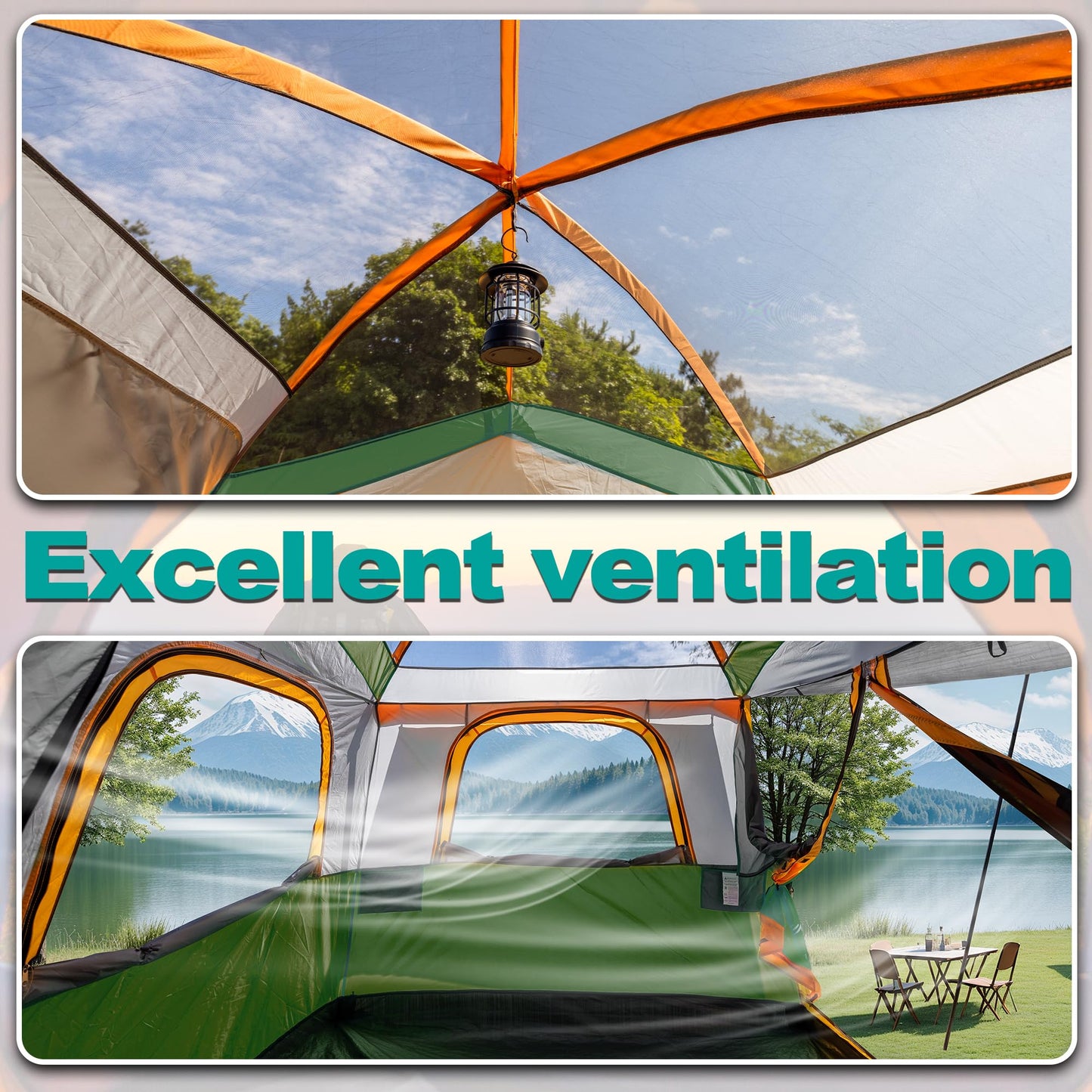 uniHimal SUV Tent for Camping,Waterproof PU2000mm, Fits 5-8 People,Spacious Double Layer Design, Includes Rainfly & Storage Bag, 8FT L x 8FT W x 7.2FT H,Green