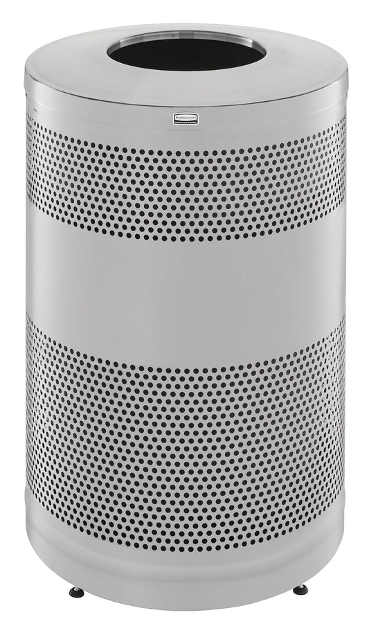 Rubbermaid Commercial Products Classic Open Top Outdoor Trash Can, 51-Gallon, Round Stainless Steel, Garbage Bin for Mall/Stadium/Office/Lobby/Restaurant