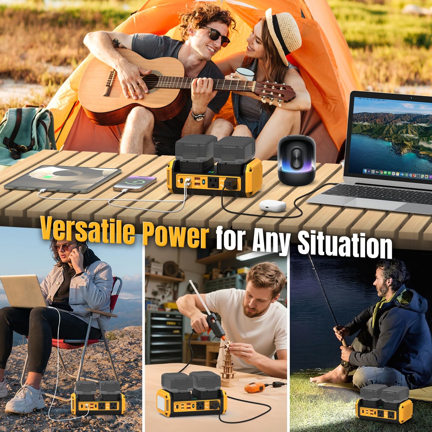 Kzreect 350W Pure Sine Wave Power Inverter Compatible with Dewalt 20V Batteries, Dual-Battery Auto-Switch, DC 20V to AC 120V, 140W USB-C PD, 600lm LED Light (Battery Not Included)
