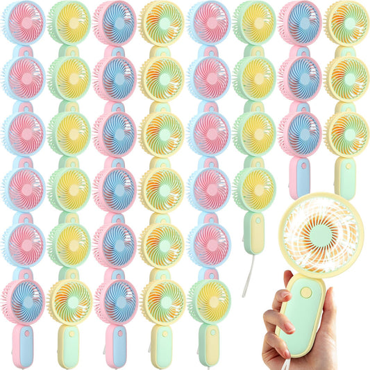 Tujoe Mini Handheld Fan, USB Rechargeable Hand Held Fan Hanging Small Hand Travel Fans Portable Powerful Fans for Women Outdoor Travelling Indoor Home, 4 Colors(40 Pcs)