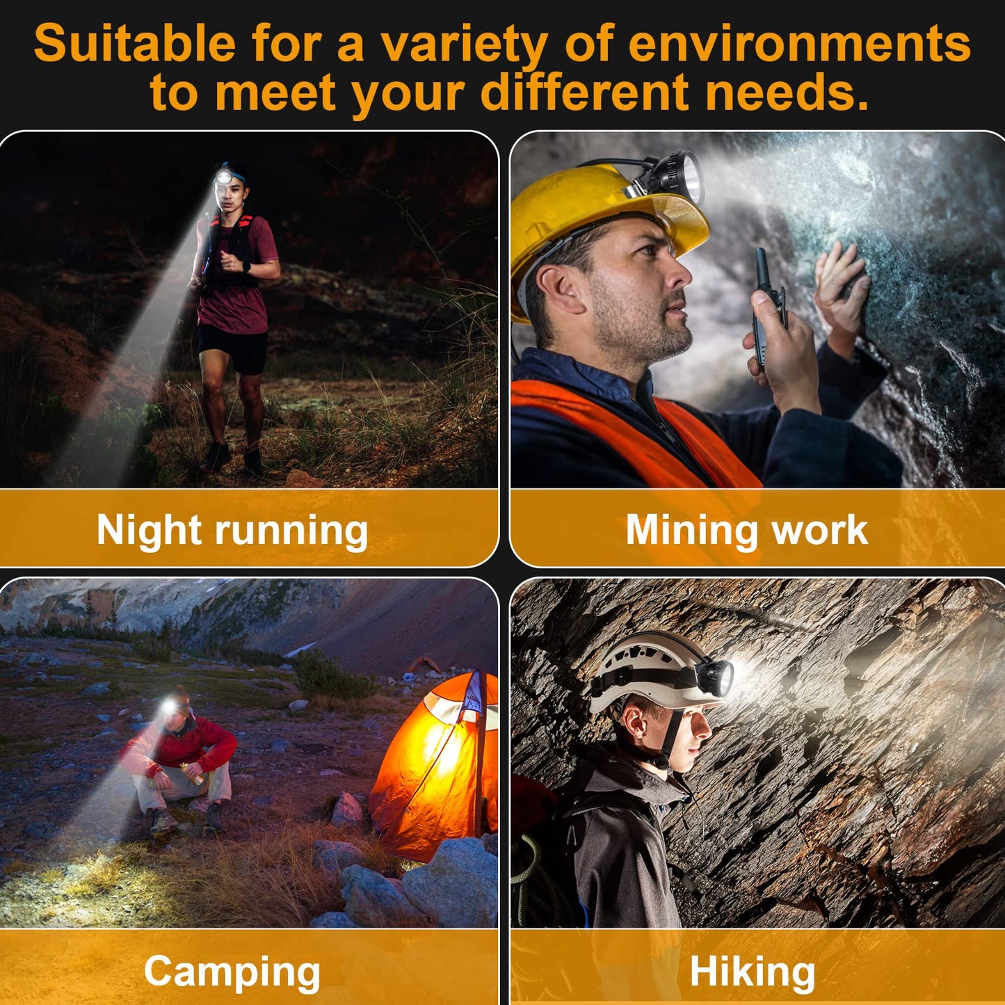 Superbright Rechargeable Mining Headlamp, Waterproof Explosion-Proof LED Safety Cap Lamp with Adjustable Headband for Coal Mining, Hunting, Fishing, Running, Camping, Hiking, Outdoor Activities