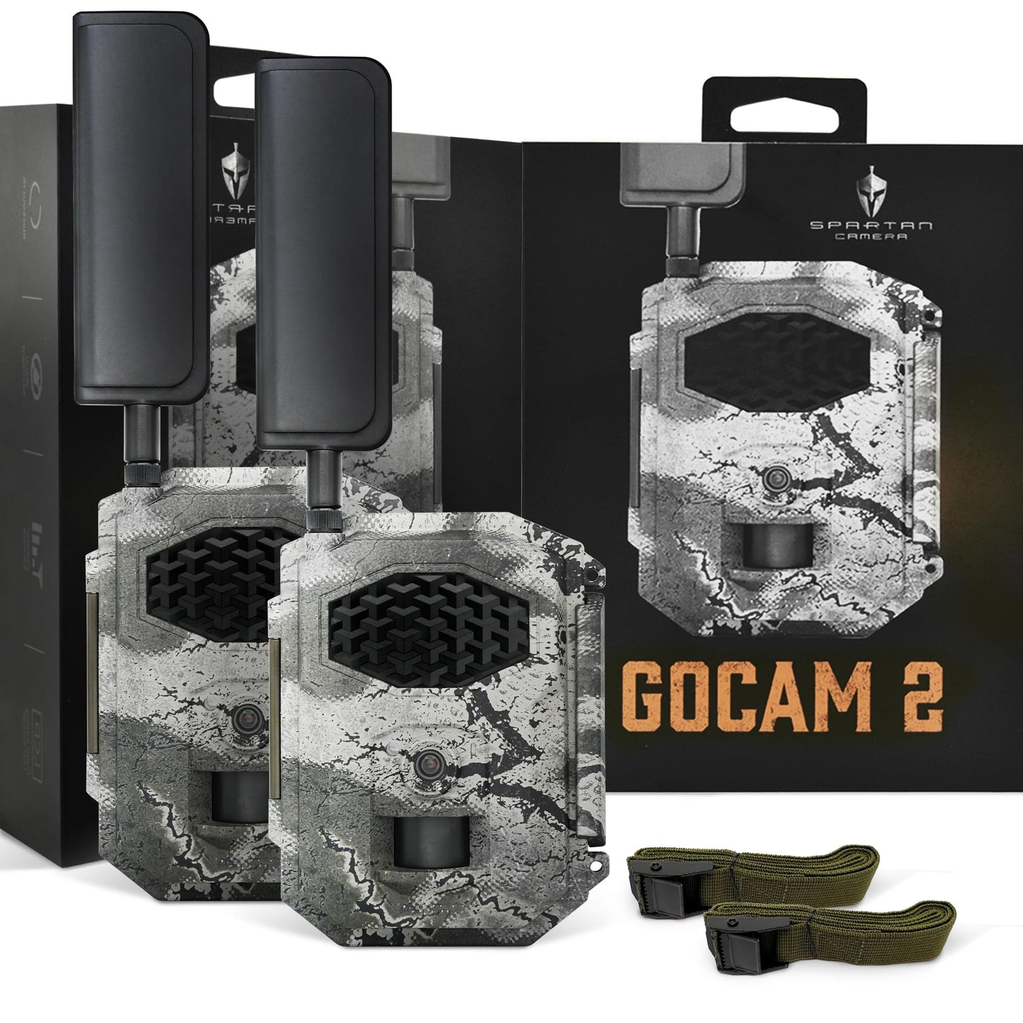 Spartan Camera GoCam2 Cellular-2 Pack, APP Control Trail Camera, 4G LTE, 1080P Video, FHD Photos, No Glow, Night Vision, Motion Activated, IP65 Water Resistant (Spartan Areus, AT&T)