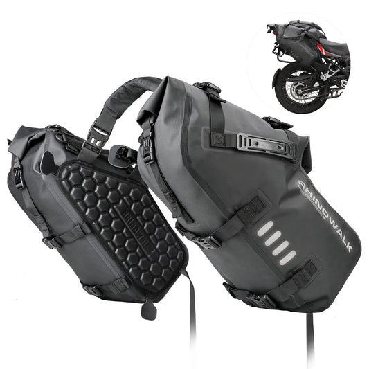 Rhinowalk Motorcycle Saddlebags 28L(14L*2) Waterproof Motorbike Side Bags, Travel Luggage Panniers with Shoulder Strap for Adventure & Sport Motorcycle Racks, 1 Pair
