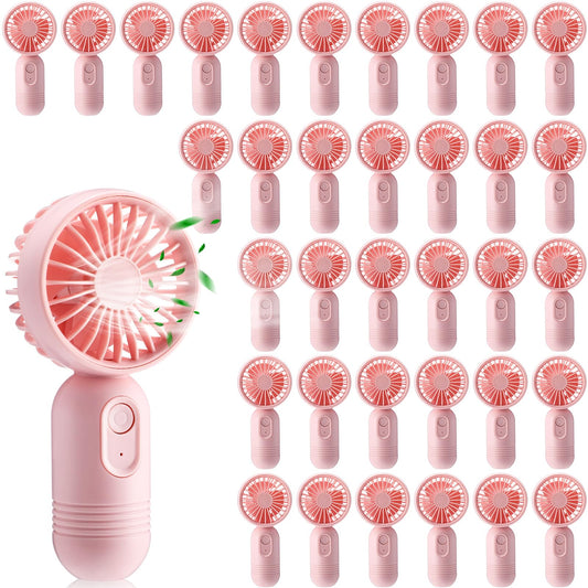 Rossesay 36 Pcs Mini Portable Fan Bulk Cute Handheld Lightweight Small Little Personal Hand Eyelash Fan 3 Speeds USB Rechargeable for Women Men Indoor Outdoor Makeup Travel (Pink)
