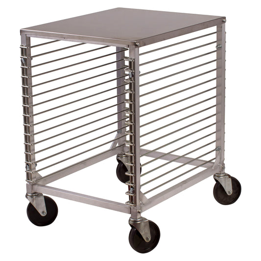 Winco 15-Tier Aluminum Sheet Pan Rack with Hard Top and Wire Slides