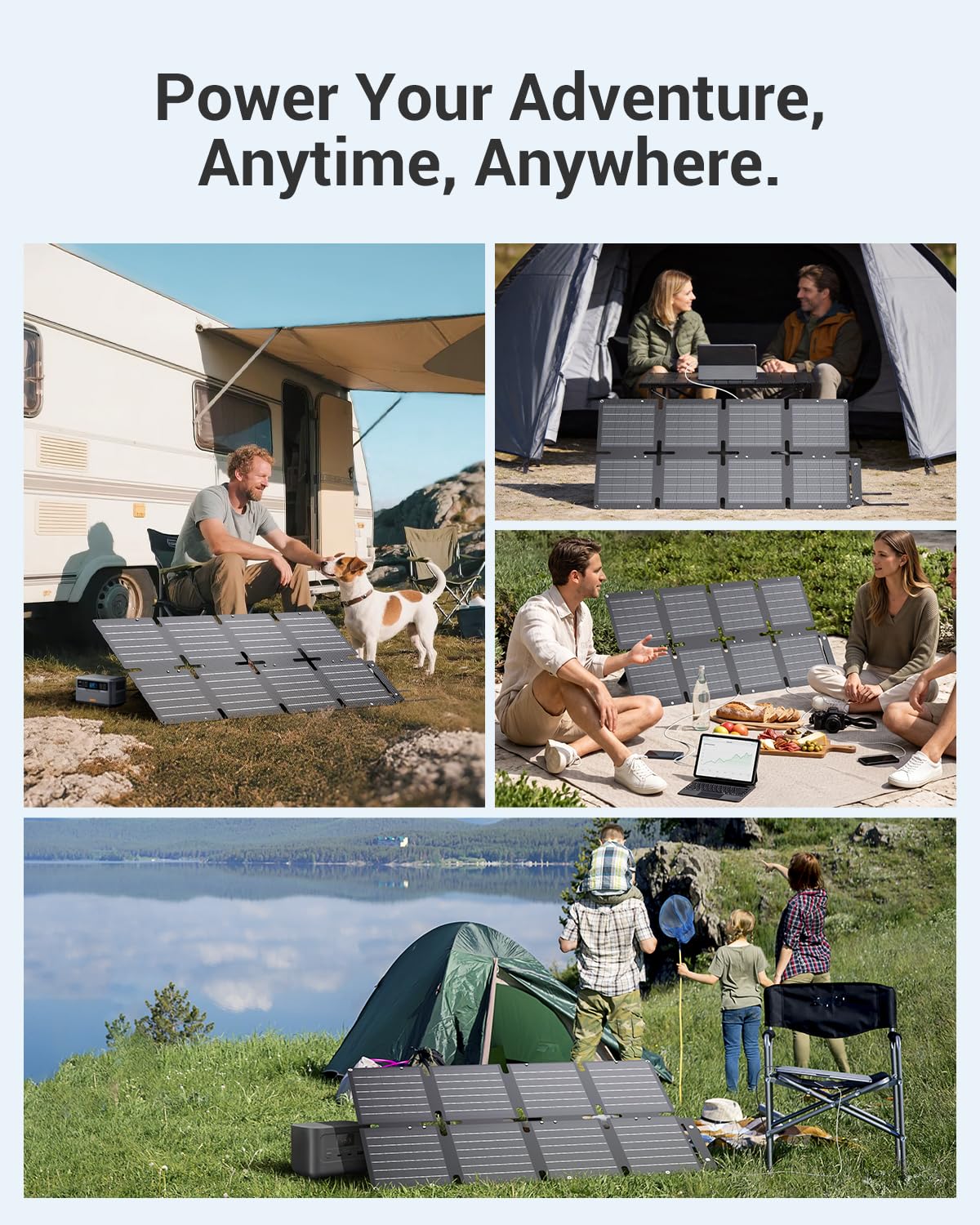 BigBlue 60W Portable Solar Panels with PD 45W USB-C, 20W USB-A, DC Port for Power Station, Phone, Power Bank, Tablet, IP68 Waterproof Foldable Solar Charger with Kickstand for Camping, RV, Emergency