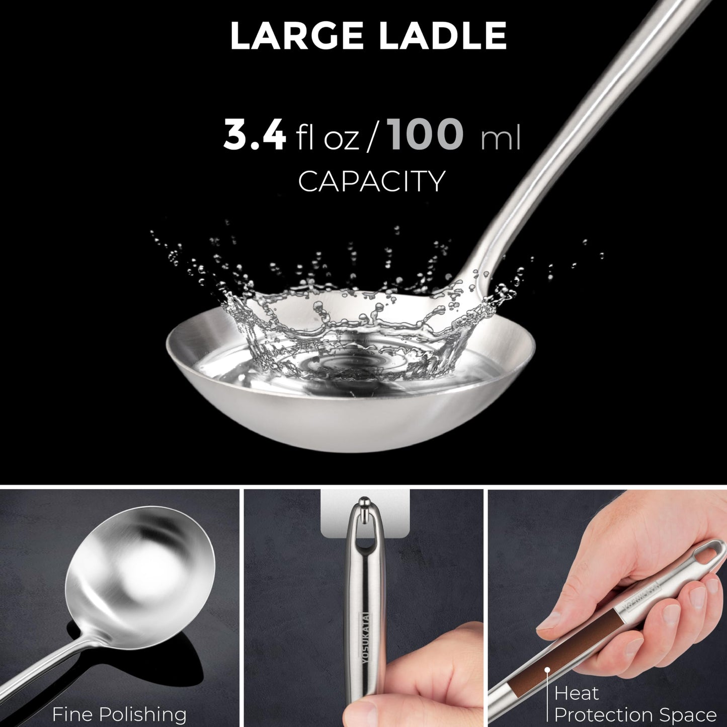 YOSUKATA Flat Bottom Wok Pan - 13.5" Blue Carbon Steel Wok PLUS 17" Wok Spatula and Ladle Skimmer Spoon - Stainless Steel Cooking Utensils Set of 3