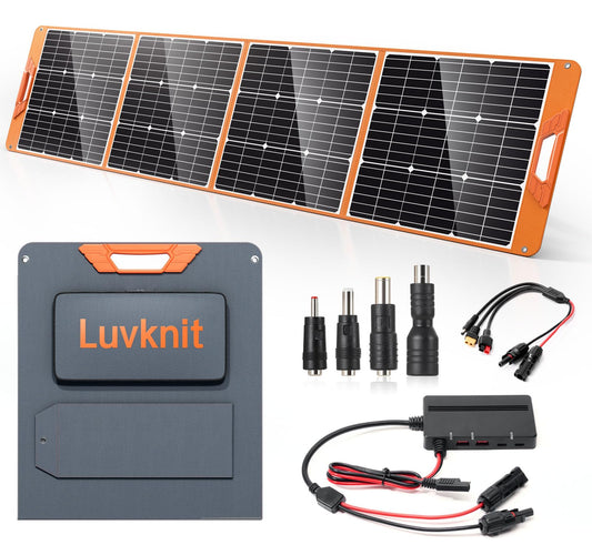 Upgraded 200W Portable Solar Panel for Power Station Generator, 18V Foldable Waterproof IP65 Solar Cell Charger with Adjustable Kickstand and MC-4 Cable for Laptop Outdoor Camping Boat Lawn RV Trip