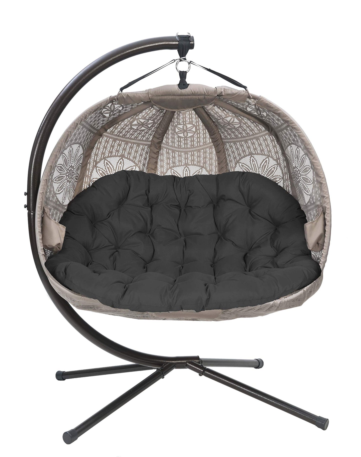 FlowerHouse Hanging Pumpkin Patio Chair - Dreamcatcher Black Cushion