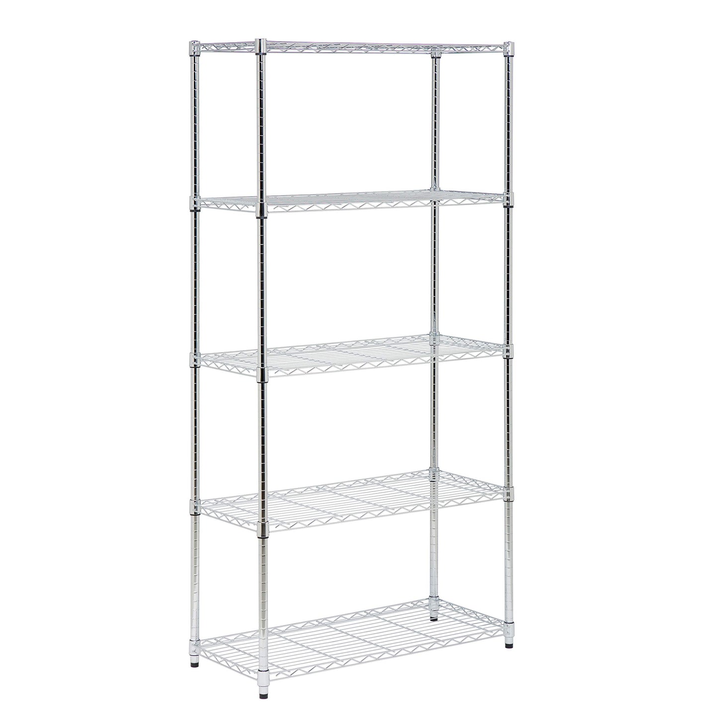 Honey-Can-Do 5-Tier Heavy Duty Adjustable Shelving Unit with Wheels, 350-lb Per Shelf NSF Certified Rolling Metal Storage Rack, Chrome Wire Shelf, 36 x 18 x 72 in