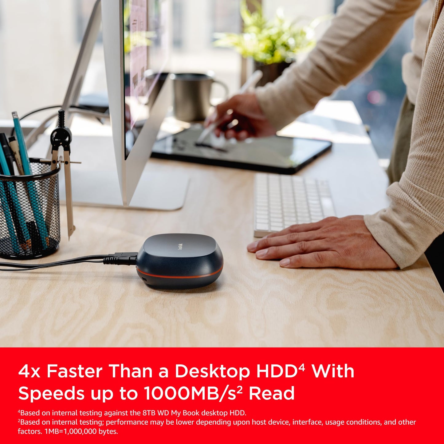 SANDISK 8TB Desk Drive SSD – Desktop External Solid State Drive, Up to 1000MB/s, USB-C, USB 3.2 Gen 2 - SDSSDT40-8T00-NA25