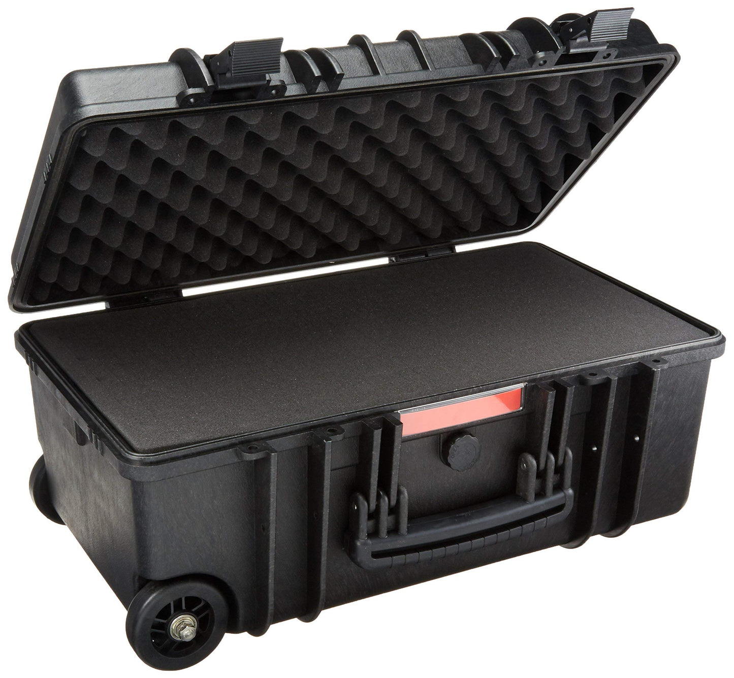 Amazon Basics Hard Protective Camera Case with Wheels, Large, Black, 22"L x 14"W x 9.8"H