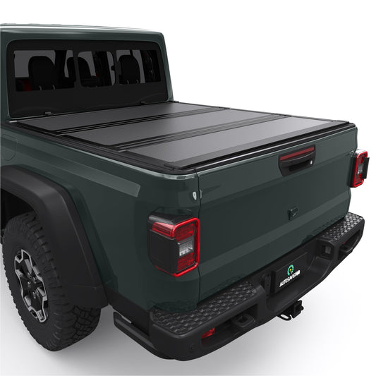 AUTOSAVER88 Low-Profile Hard Tri Fold Truck Bed Tonneau Cover Fit for Jeep Gladiator JT 2020 2021 2022 2023 2024 2025 2026 with 5ft Bed with Trail Rail System