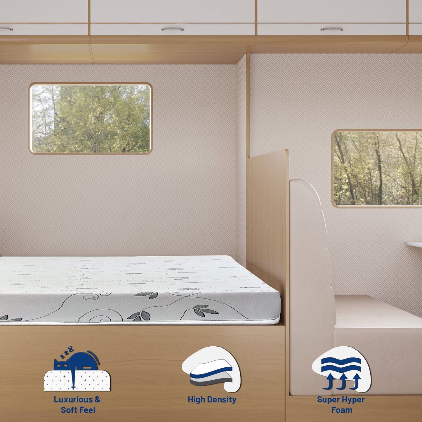 Greaton, 8-Inch Gel Memory Foam RV Mattress Replacement, Medium Firm, Travel Camper Trailer Truck and Bunk, Pressure-Relief Support, Made in USA, 72" x 30"