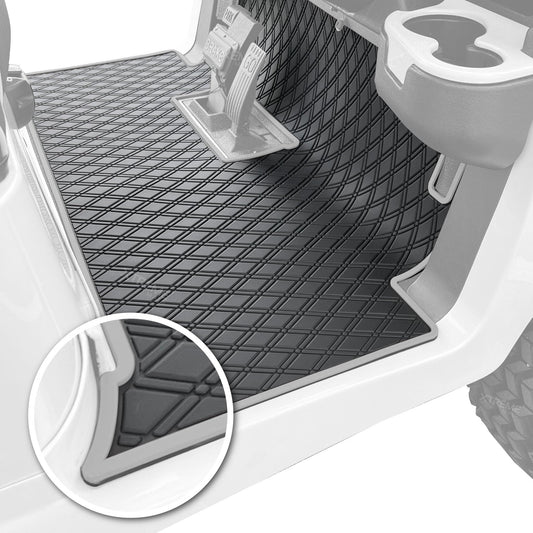 Xtreme Golf Cart Mats Rubber Floor Mat Compatible with Club Car Precedent (04-25), Onward & Tempo (17-25), Villager & V4L (19-24) Golf Cart Models | Full Coverage Liner Protection - Grey Trim