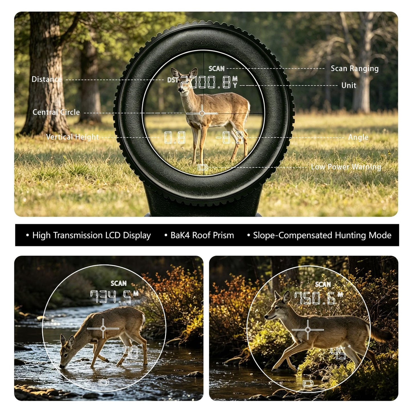 DINGSHIWEI Rangefinder Binoculars for Hunting, 1968 Yards Laser Rangefinder, 10x42 HD Optics, Fast 0.15s IP65 Waterproof ±0.5m for Golf, Bird Watching, Outdoor, Green