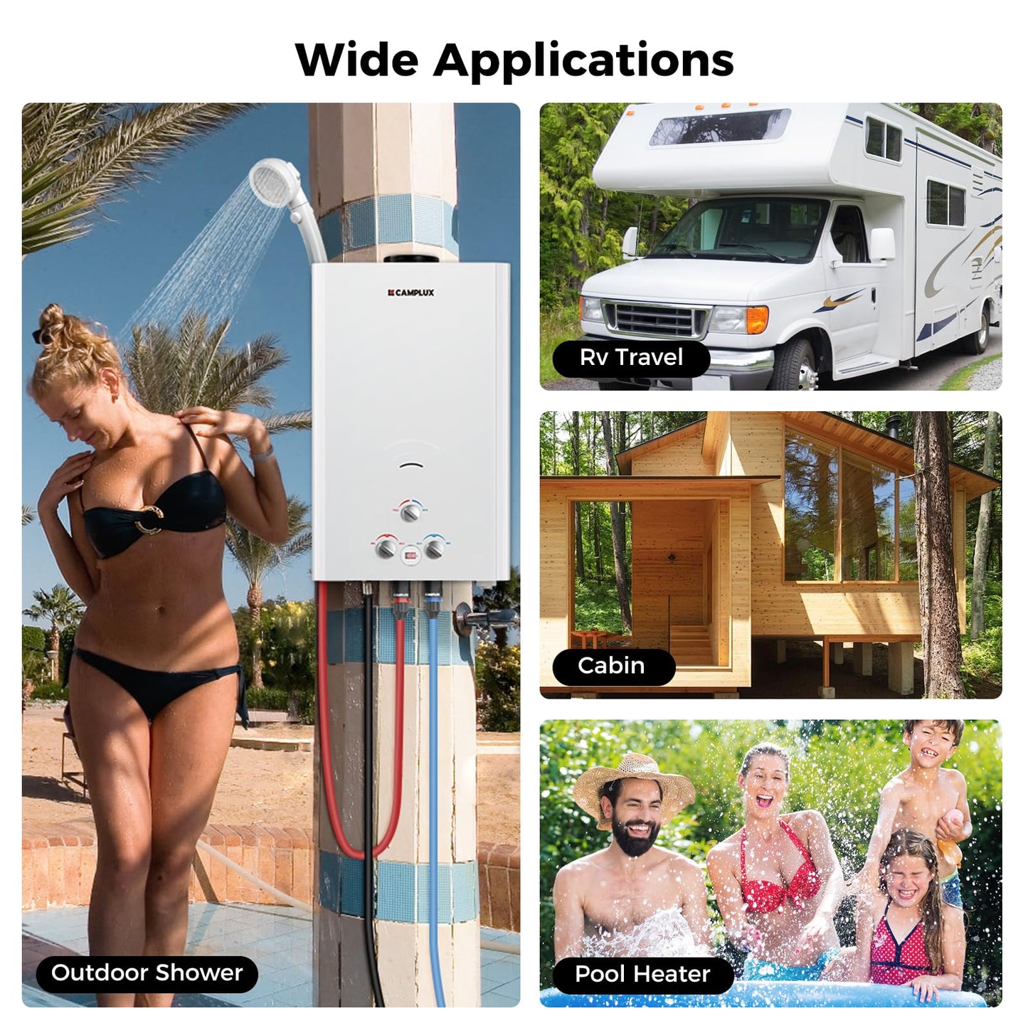 CAMPLUX Outdoor Tankless Water Heater Propane, 4.22 GPM Propane Tankless Water Heater, 16L Outdoor Water Heater for Camping, Remote Cabins, Tiny House & Mobile Home, 110,000 BTU, BW422