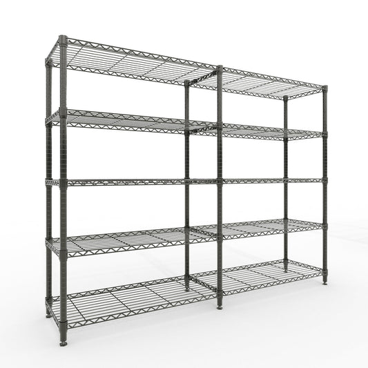 5-Shelf Heavy Duty Metal Storage Rack, 71" Wide Adjustable Wire Shelving with 1325 lbs Load Capacity, L-Shaped Design for Garage, Kitchen, Pantry, Basement, and Warehouse, 70.5" H x 15.8" D