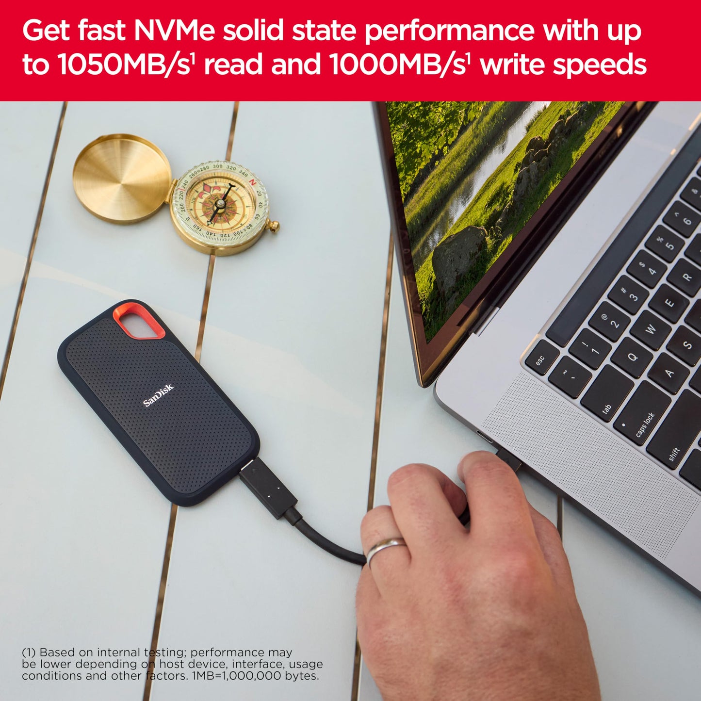 SANDISK 8TB Extreme Portable SSD (Old Model) - Up to 1050MB/s, USB-C, USB 3.2 Gen 2, IP65 Water and Dust Resistance, Updated Firmware - External Solid State Drive - SDSSDE61-8T00-G25