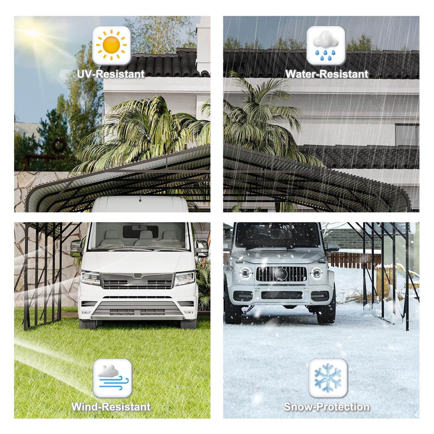 GDFStudio 20x20 FT Heavy Duty Carports for Trucks Boats RV Tractor, Metal Carport Kits with Steel Roof Frame, All Weather Car Shelter Flexible Conversion into Rooftop Canopy Party Tent Portable Garage