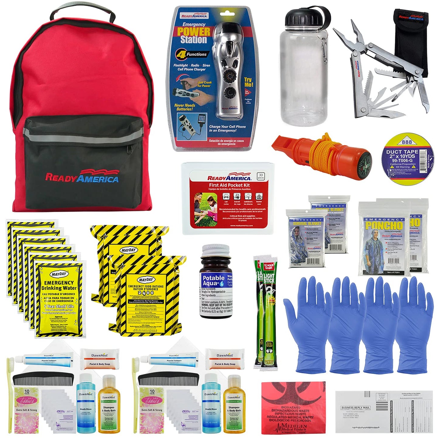 Ready America 72 Hour Deluxe Emergency Kit + Ready America 72 Hour Emergency Kit, 2-Person 3-Day Backpack